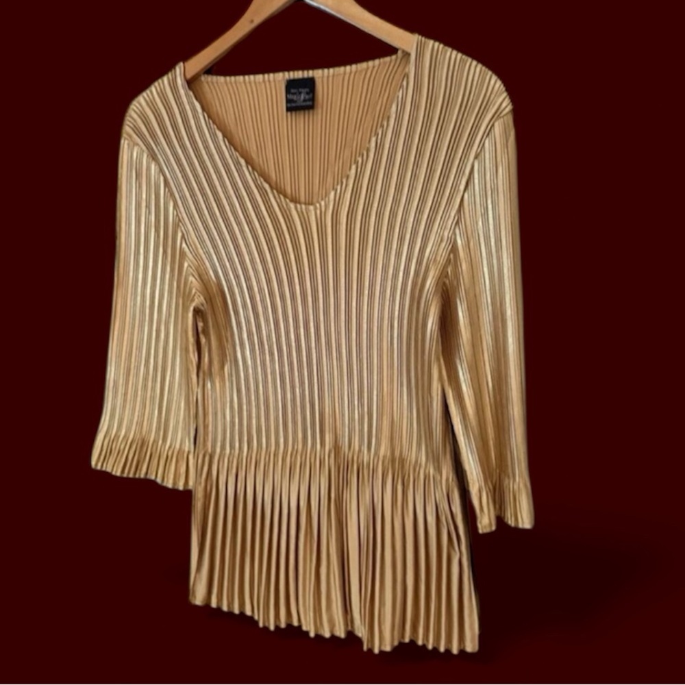 Vintage Gold Sateen Pleated Mini Top One Size Fits All